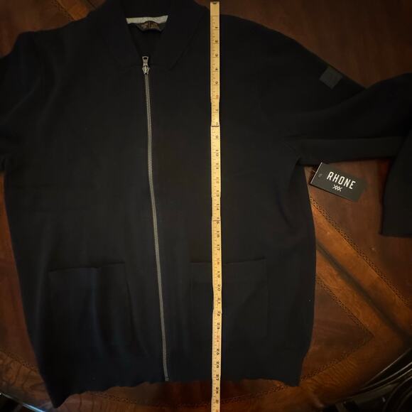NEW w/tags Rhône Men’s Navigator Knit Bomber Large Black Full Zip Jacket Sweater - Picture 9 of 11
